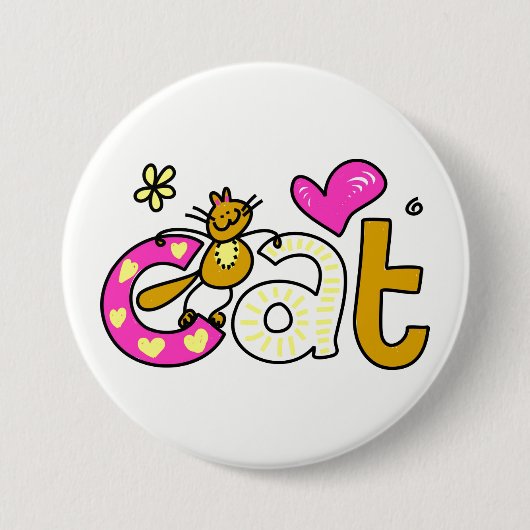 CAT Love Ronde Button 7,6 Cm (Voorkant)