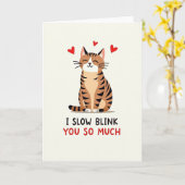 Cat Love Slow Blink Card Kaart (Gele Bloem)