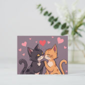 Cat Love Valentijn's Day Briefkaart (Staand voorkant)