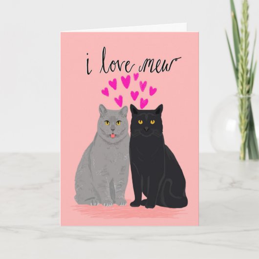 Cat Love Valentijnsdag - Ik hou van twee kattenkaa Feestdagen Kaart (Voorkant)