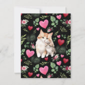 Cat Love Valentine’s Day Card in Black Notitiekaartje (Voorkant)