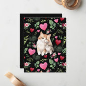Cat Love Valentine’s Day Card in Black Notitiekaartje (Voorkant / Achterkant in situ)