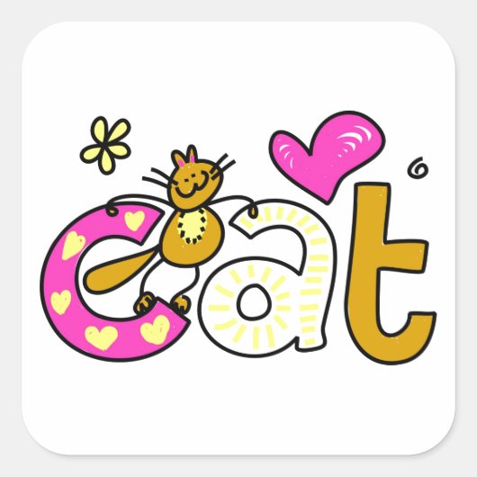 CAT Love Vierkante Sticker (Voorkant)