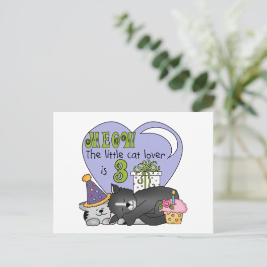 Cat Lover 3e Verjaardag T shirten en geschenken Briefkaart (Staand voorkant)