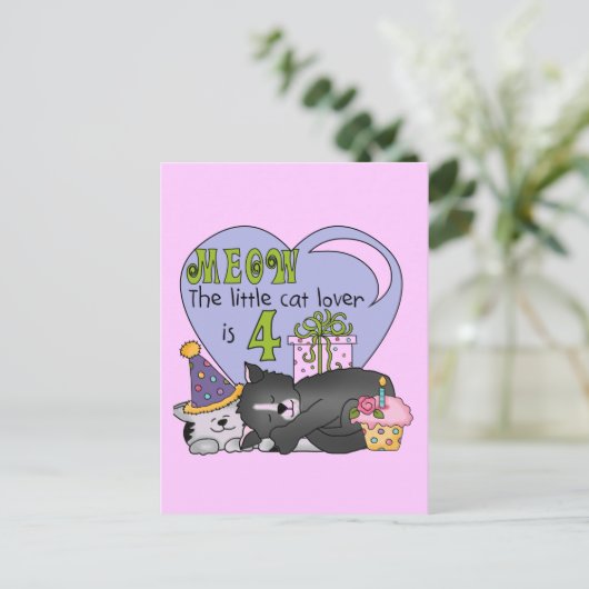 Cat Lover 4e verjaardag T-shirts en geschenken Briefkaart (Staand voorkant)