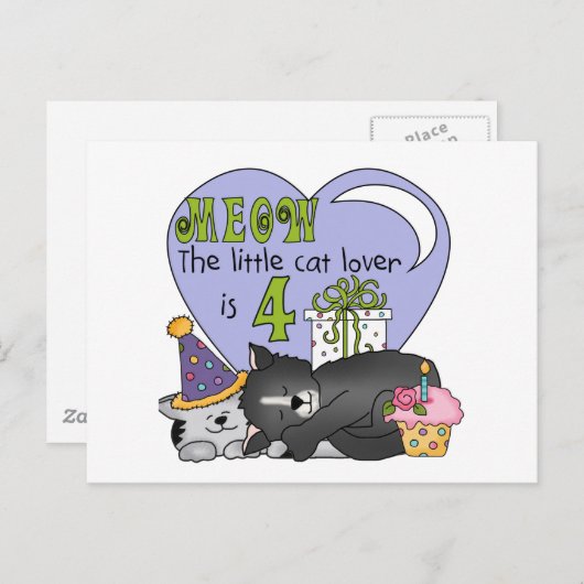 Cat Lover 4e verjaardag T-shirts en geschenken Briefkaart (Voorkant / Achterkant)