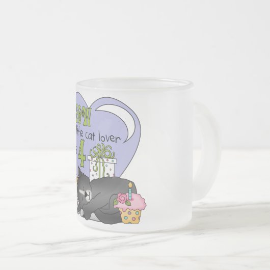 Cat Lover 4e verjaardag T-shirts en geschenken Matglas Koffiemok (Voorkant rechts)