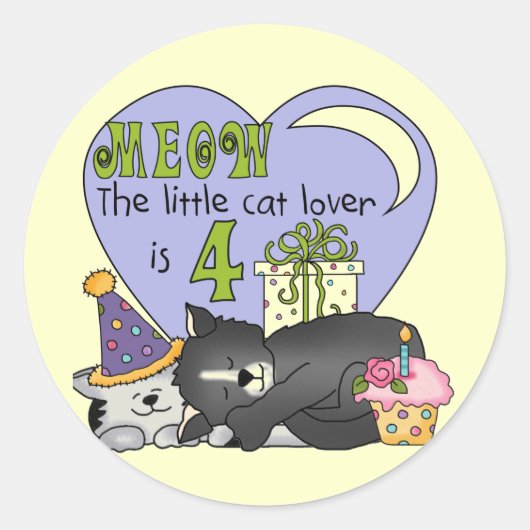 Cat Lover 4e verjaardag T-shirts en geschenken Ronde Sticker (Voorkant)