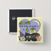 Cat Lover 4e verjaardag T-shirts en geschenken Vierkante Button 5,1 Cm (Voorkant /achterkant)