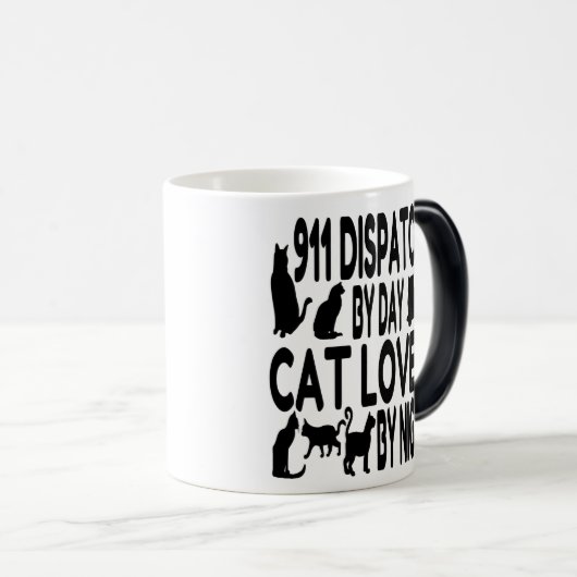 Cat Lover 911 Dispatcher Magische Mok (Voorkant rechts)