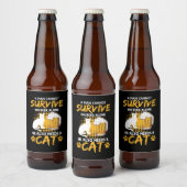 Cat Lover A Man With Beer And Cat Bier Etiket (Flessen)