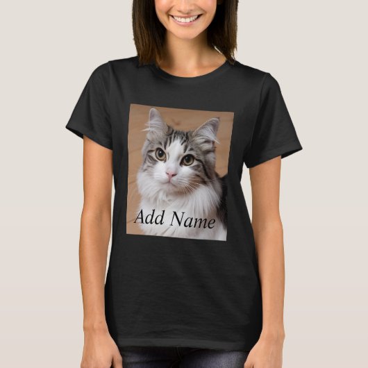 Cat Lover Aangepaste Foto en Naam Gepersonaliseerd T-shirt (Voorkant)