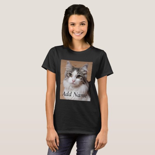 Cat Lover Aangepaste Foto en Naam Gepersonaliseerd T-shirt (Voorkant volledig)