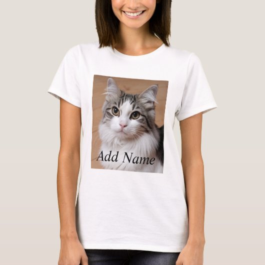Cat Lover Aangepaste Foto en Naam Gepersonaliseerd T-shirt (Voorkant)