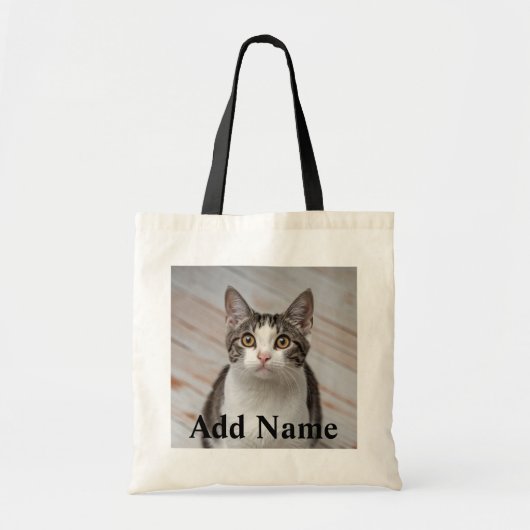 Cat Lover Aangepaste Foto en Naam Gepersonaliseerd Tote Bag (Voorkant)