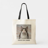 Cat Lover Aangepaste Foto en Naam Gepersonaliseerd Tote Bag (Achterkant)
