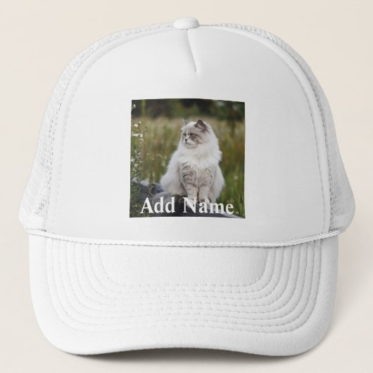 Cat Lover Aangepaste Foto en Naam Gepersonaliseerd Trucker Pet (Voorkant)