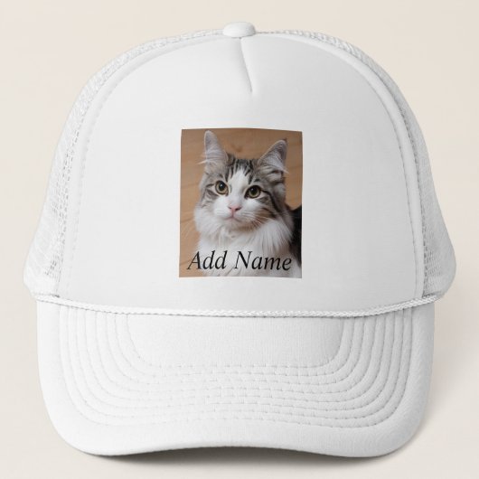 Cat Lover Aangepaste Foto en Naam Gepersonaliseerd Trucker Pet (Voorkant)
