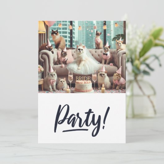 CAT Lover Bachelorette Party Kaart (Staand voorkant)