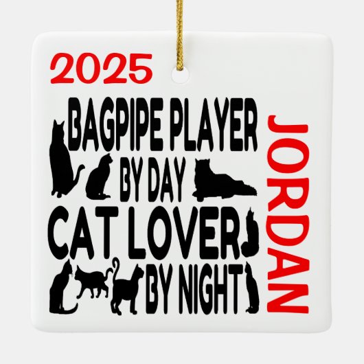 Cat Lover Bagpipe Player CUSTOM Keramisch Ornament (Achterkant)