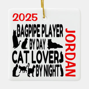 Cat Lover Bagpipe Player CUSTOM Keramisch Ornament