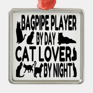 Cat Lover Bagpipe Player Metalen Ornament
