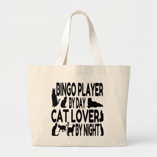 Cat Lover Bingo Player Grote Tote Bag (Voorkant)