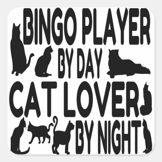 Cat Lover Bingo Player Vierkante Sticker (Voorkant)