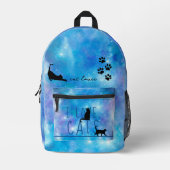 Cat Lover Blue Waterverf Galaxy Kinder Bedrukte Rugzak (Voorkant)
