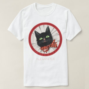 Cat Lover Bow Stropdas Black Red Green Name Gepers T-shirt