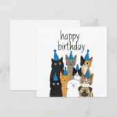Cat Lover Cards - Cat Party Birthday Card (Voorkant / Achterkant)