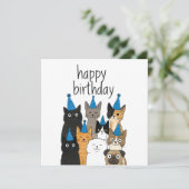Cat Lover Cards - Cat Party Birthday Card (Staand voorkant)
