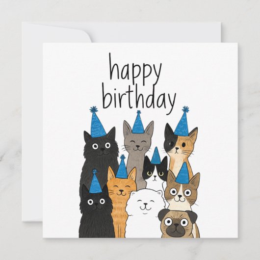 Cat Lover Cards - Cat Party Birthday Card (Voorkant)
