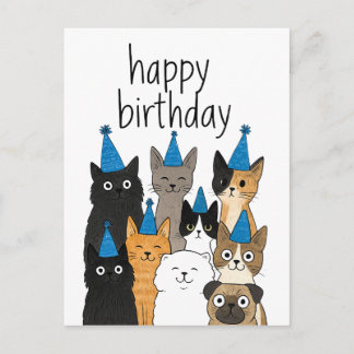 Cat Lover Cards - Cat Party Birthday Card Briefkaart
