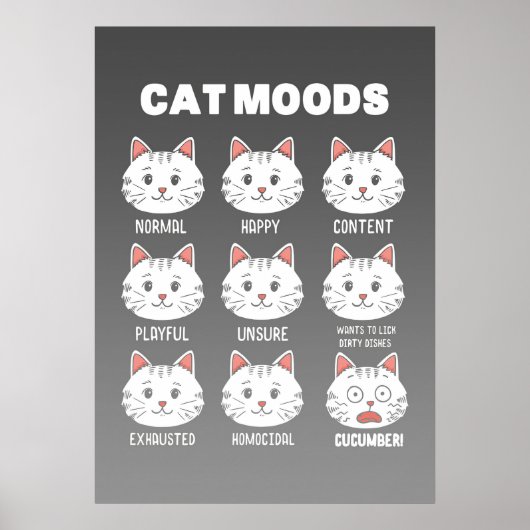 Cat Lover Cat Moods Poster (Voorkant)