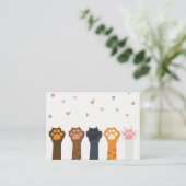 Cat Lover Cat Paw kleurrijke harten Visitekaartje (Staand voorkant)