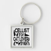 Cat Lover Cellist Sleutelhanger (Voorkant)