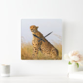 Cat lover cheetah foto vierkante klok (Huis)