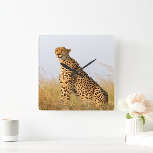 Cat lover cheetah foto vierkante klok (Huis)