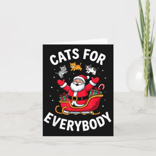 Cat Lover Christmas Santa Sleigh Cats For Everybod Kaart (Voorkant)