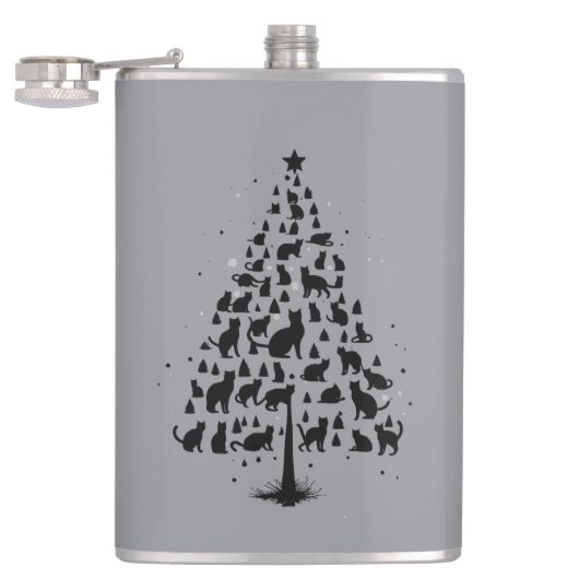 Cat Lover Christmas Tree 1 Heupfles (Geopend)