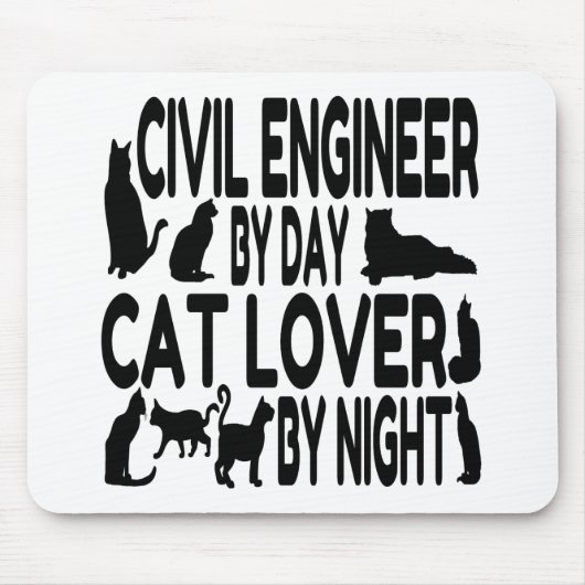 Cat Lover civiel ingenieur Muismat (Voorkant)
