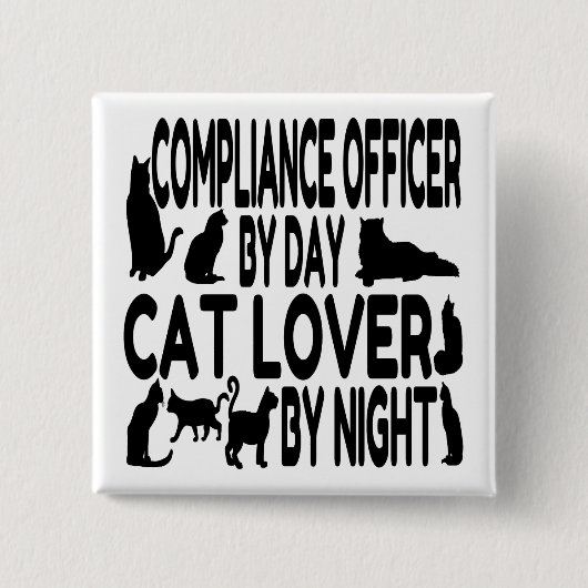 Cat Lover Compliance Officer Vierkante Button 5,1 Cm (Voorkant)