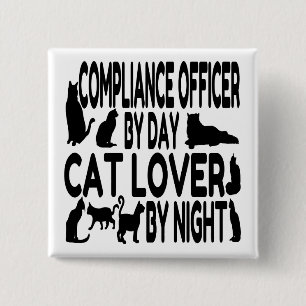 Cat Lover Compliance Officer Vierkante Button 5,1 Cm