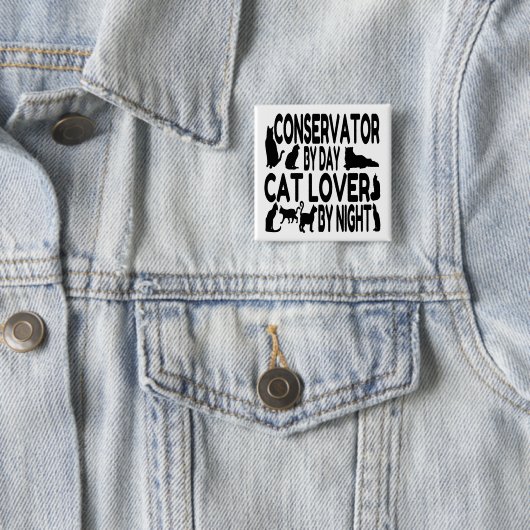 Cat Lover Conservator Vierkante Button 5,1 Cm (In situ)