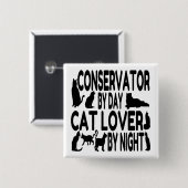 Cat Lover Conservator Vierkante Button 5,1 Cm (Voorkant /achterkant)