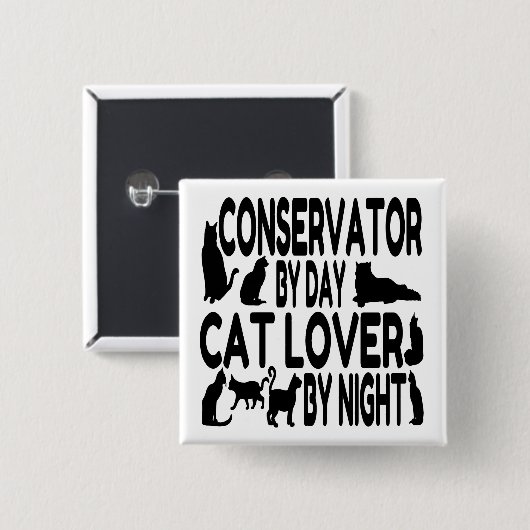 Cat Lover Conservator Vierkante Button 5,1 Cm (Voorkant /achterkant)