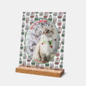 Cat Lover Cute Festive Cat Photo Christmas Acryl Bord (Hoek)