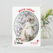 Cat Lover Cute Festive Cat Photo Christmas Feestdagenkaart (Staand voorkant)