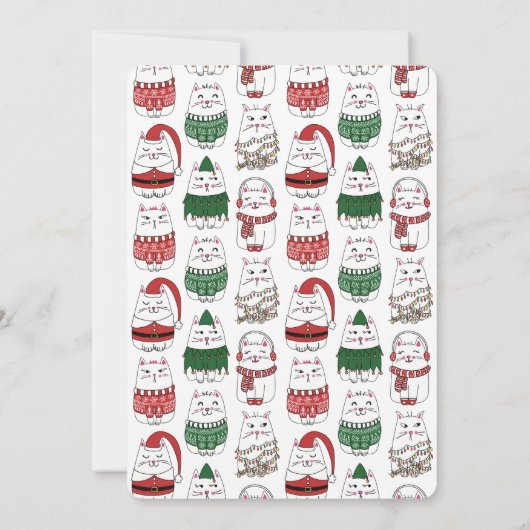 Cat Lover Cute Festive Cat Photo Christmas Feestdagenkaart (Achterkant)
